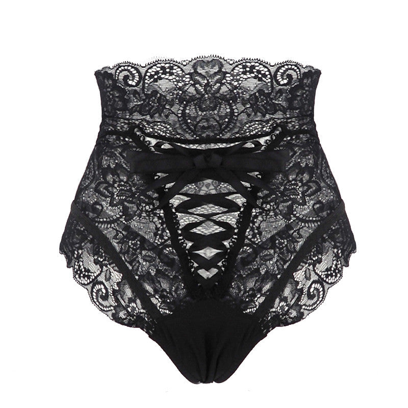 High-Waist Back-Tie Lace Panties