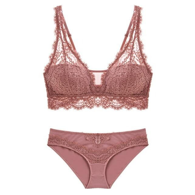 Jacquard Lace Bra and Brief Set