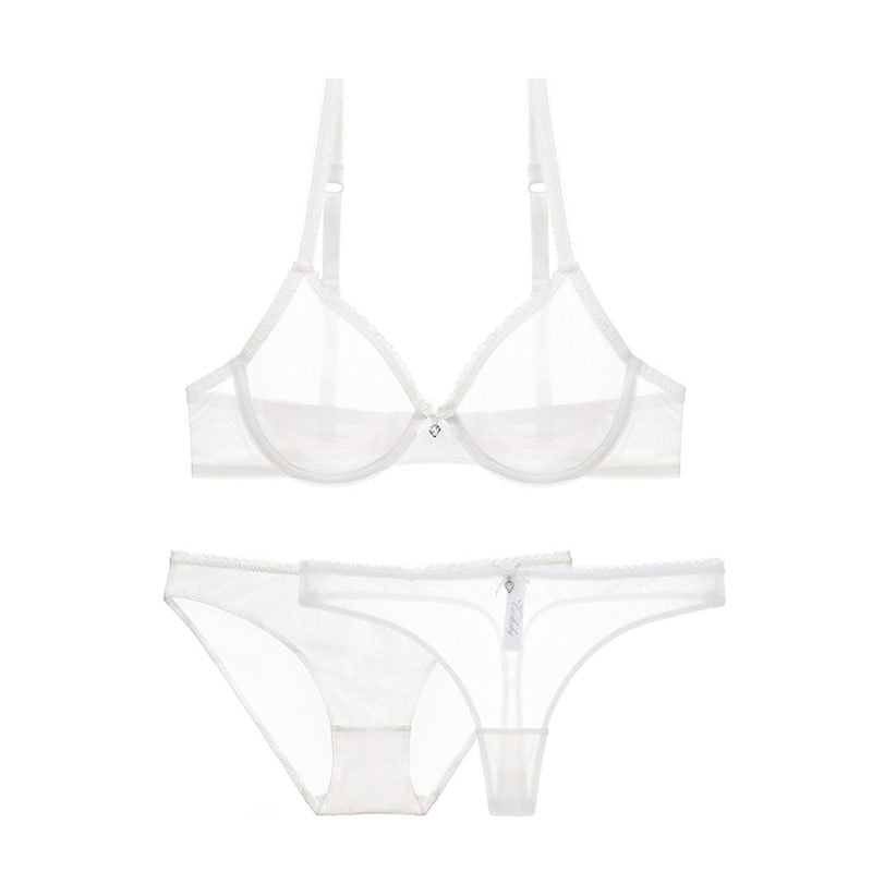 Mesh Lace Bra Briefs and Thong Set