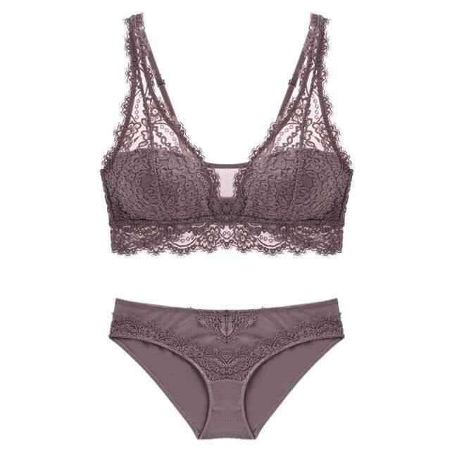 Jacquard Lace Bra and Brief Set