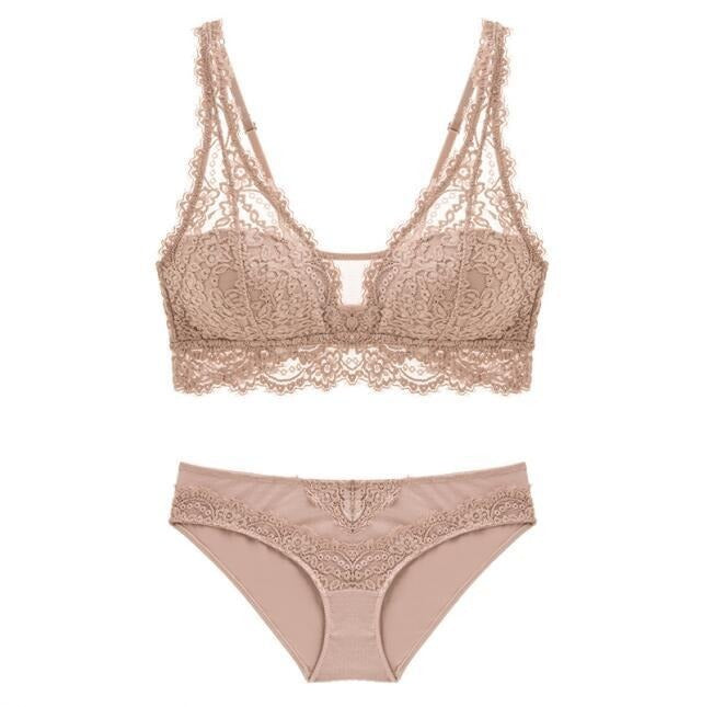 Jacquard Lace Bra and Brief Set