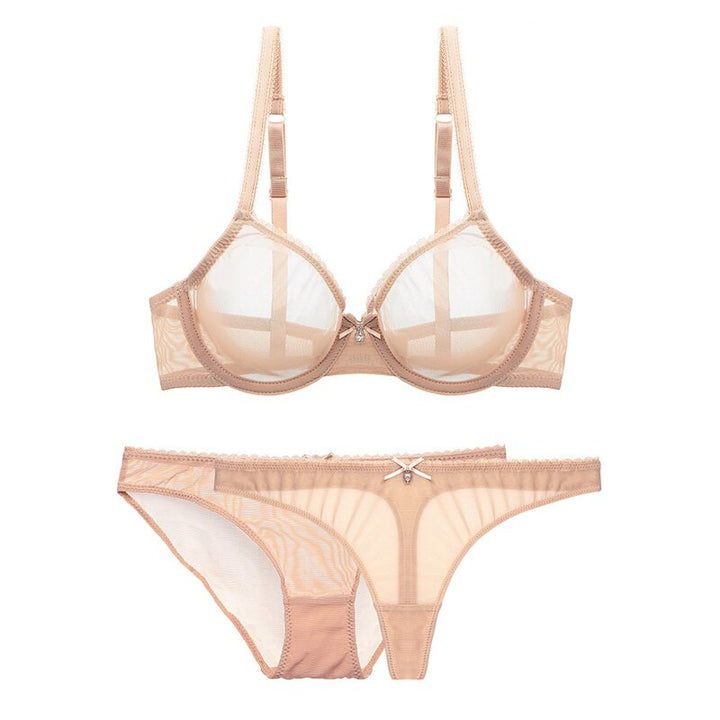 Mesh Lace Bra Briefs and Thong Set