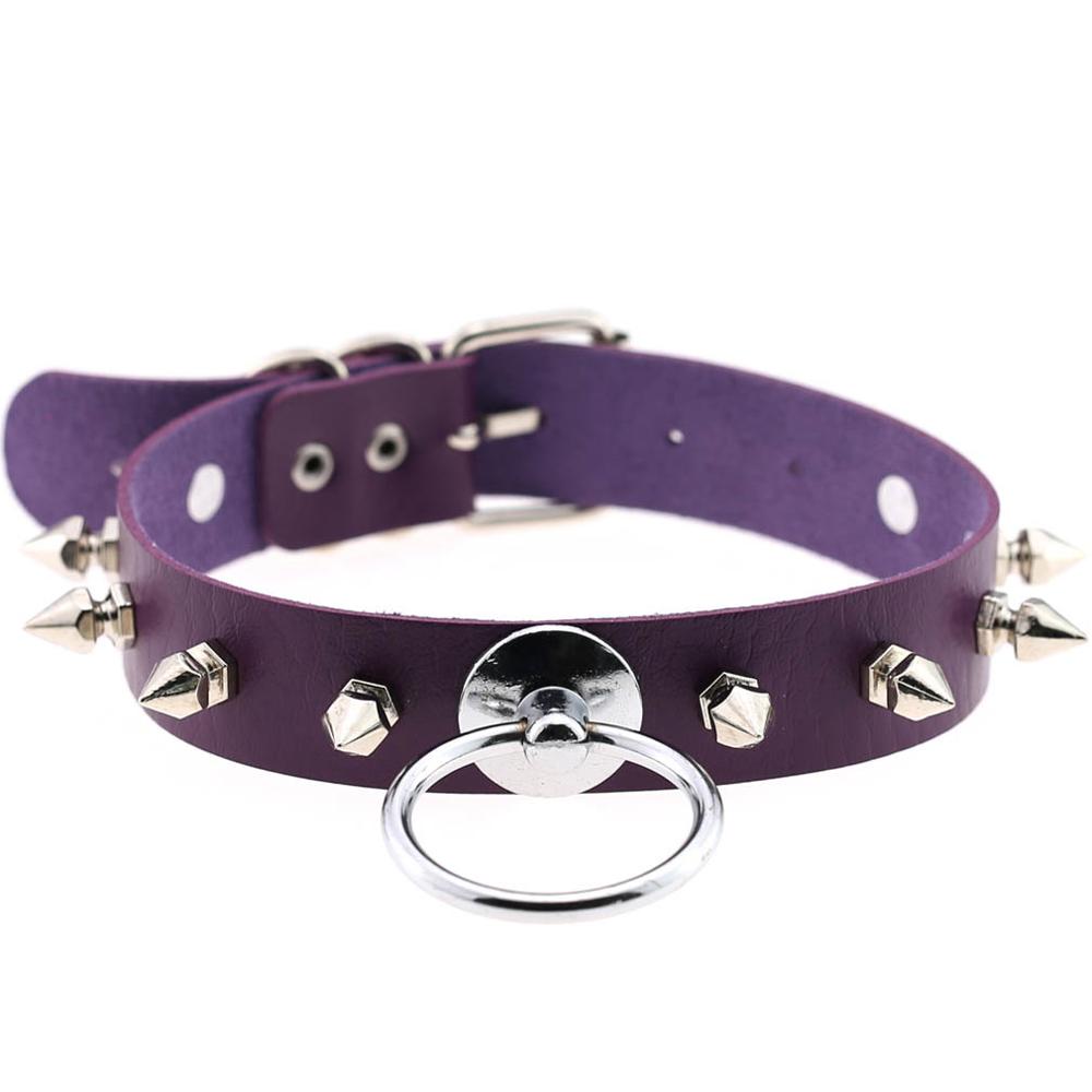 Synthetic Leather Studded Choker