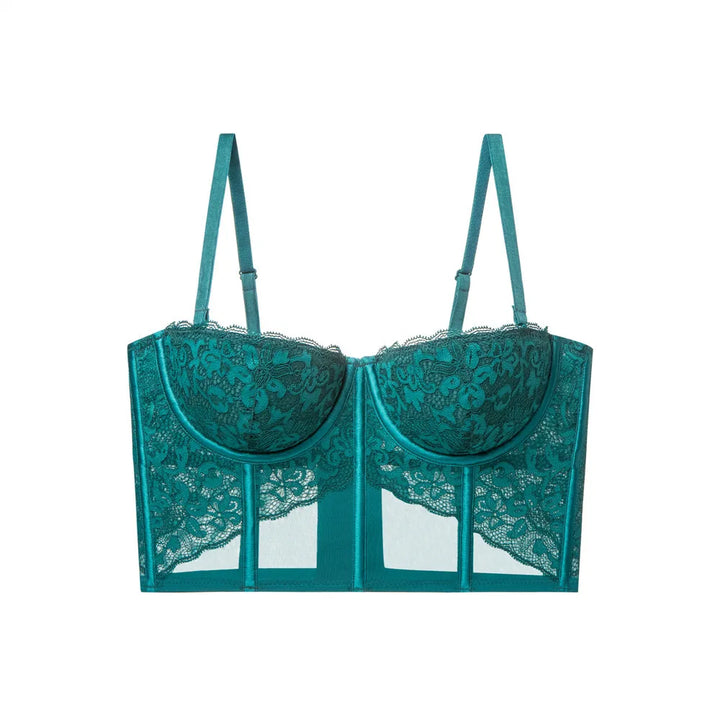 Underwire Push-Up Mesh Lace Bustier Bra