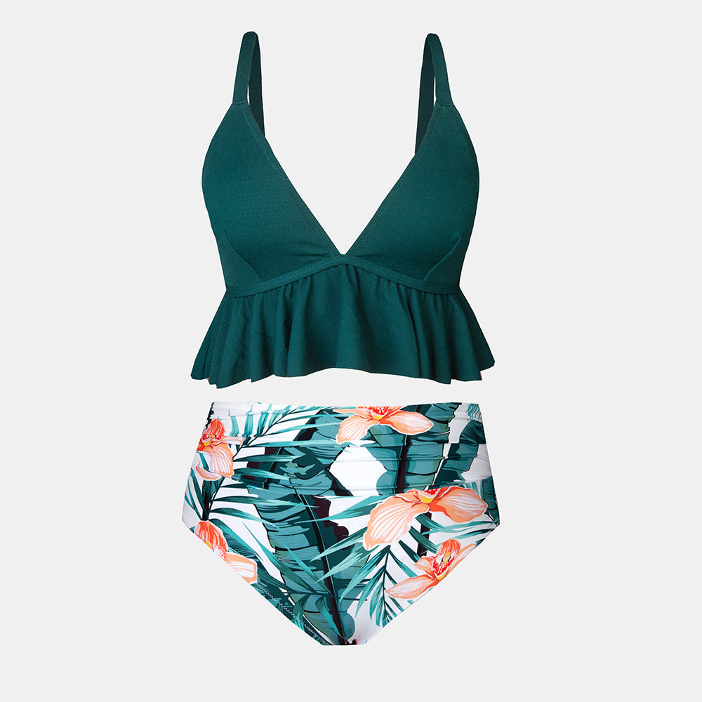Plus Size Deep-Neckline Front-Fastening Swimsuit