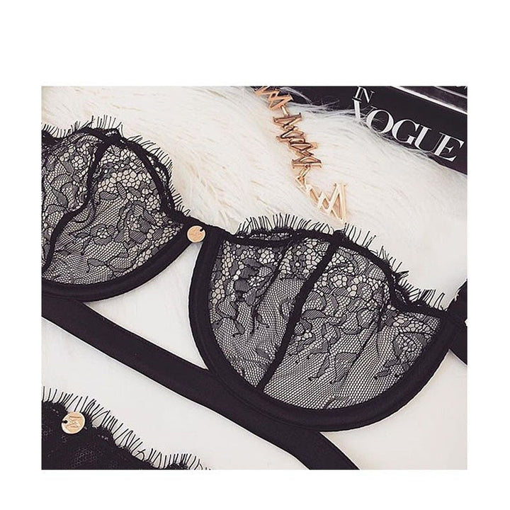 Lace Underbust Strap Bra and Panties Set