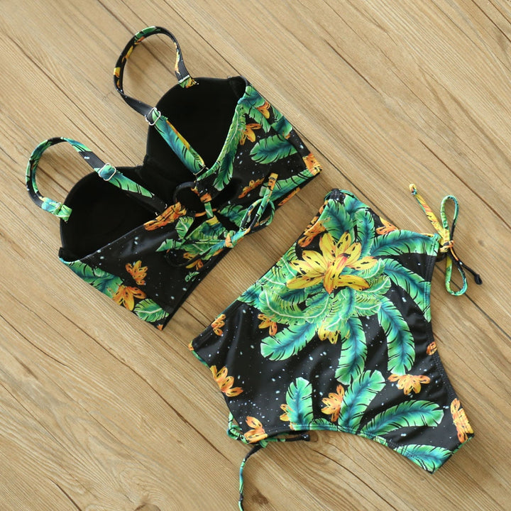 High-Waist Patterned Two-Piece Swimsuit