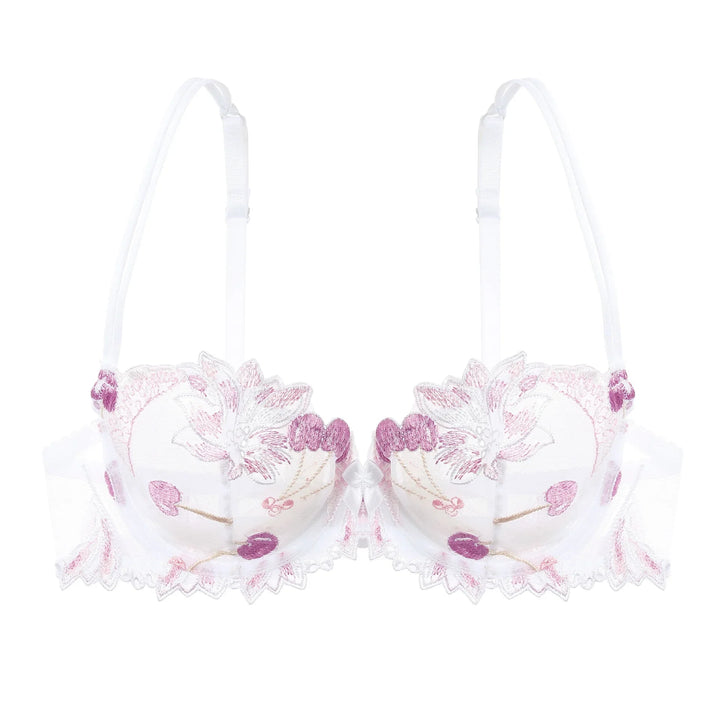 Mesh Floral Embroidered Adjustable Bra