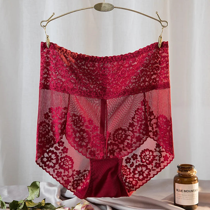 High-Waist Stretch Mesh Lace Plus-Size Panties