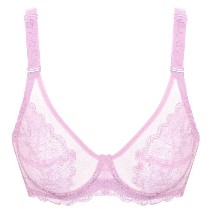 Embroidered Lace-Trim Adjustable Bra