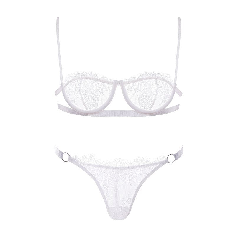 Lace Underbust Strap Bra and Panties Set