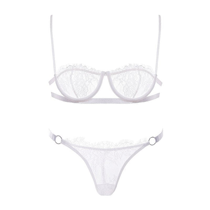 Lace Underbust Strap Bra and Panties Set