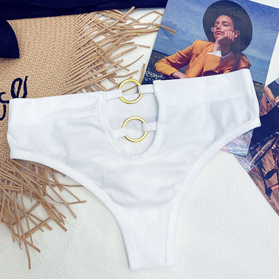 Wide-Waistband Ring-Detail Shaping Thong