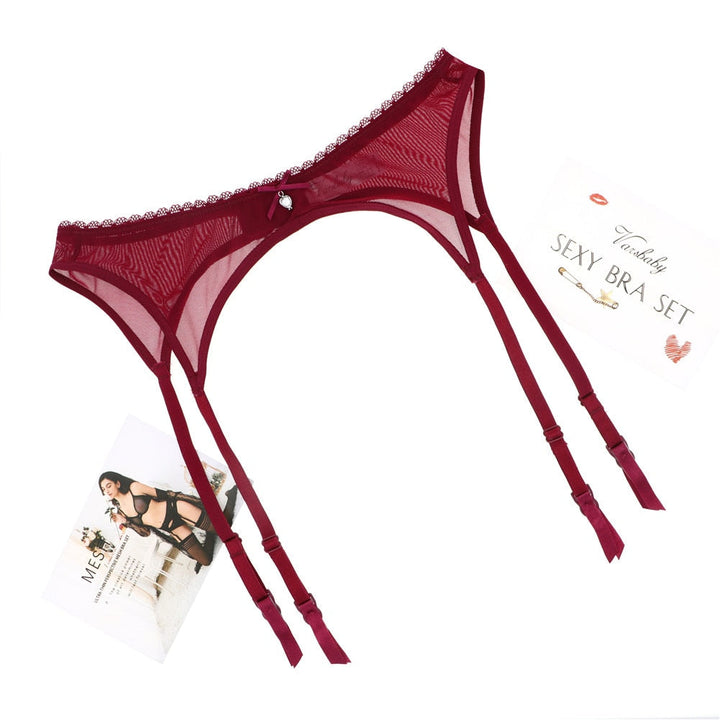 Lace-Trim Mesh Garter Belt Adjustable