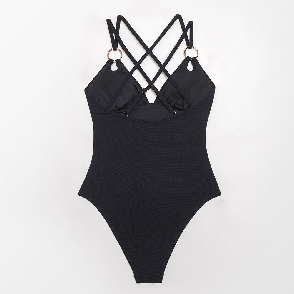 One-Piece Swimsuit Cross-Back Adjustable Soft Fabric