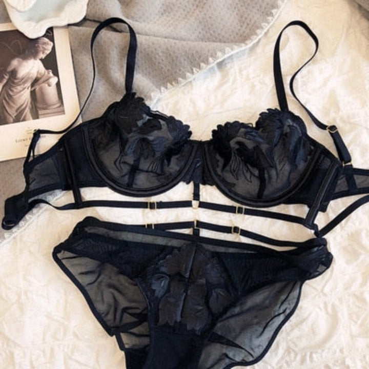 Lace Lingerie Set Decorative Straps Mesh