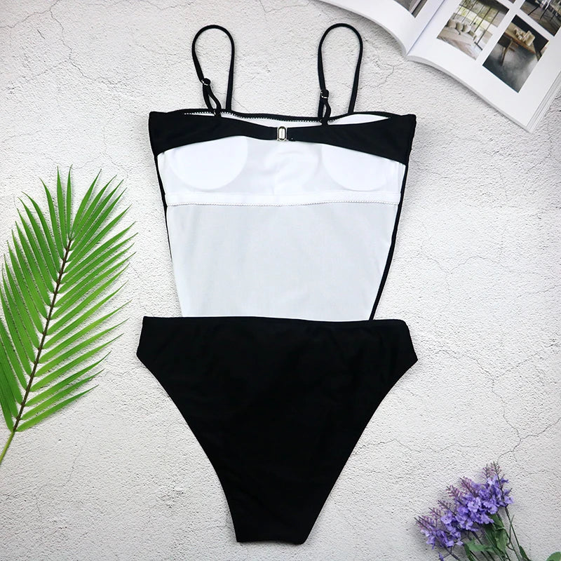 Open-Back Tie-Waist Slim-Strap One-Piece Swimsuit