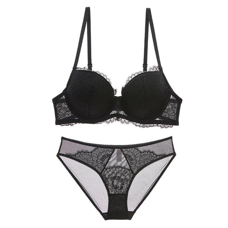 Botanical Motif Lace Adjustable Lingerie Set