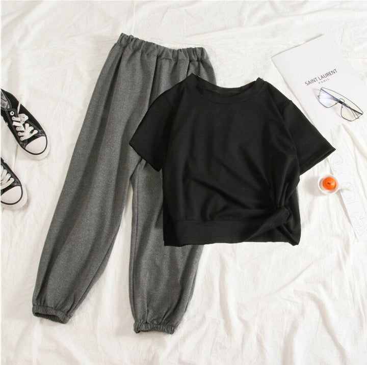 Cotton Elastic-Waist Tracksuit Set 2 Colour Sets