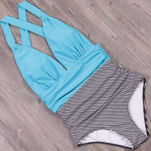 Deep-Neckline Classic One-Piece Swimsuit