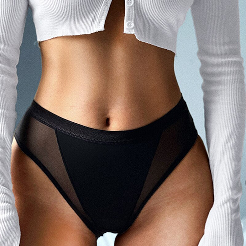 High-Waist Mesh-Insert Brief