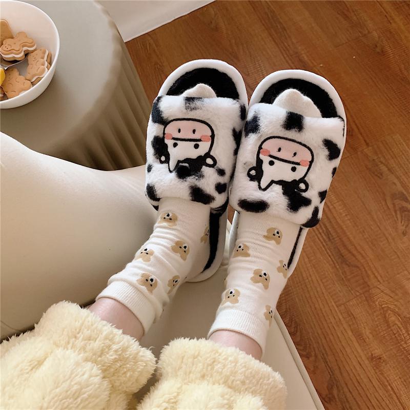 Embroidered Rubber-Sole Women's Slippers Soft Fabric