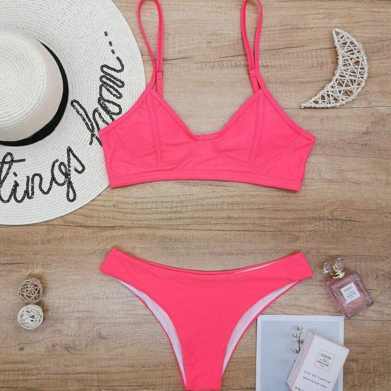 Padded-Cup Low-Rise Brazilian Two-Piece Swimsuit