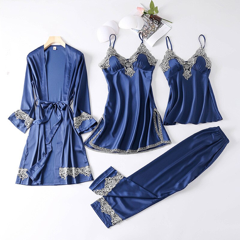 Satin Lace-Trim Pyjama Set