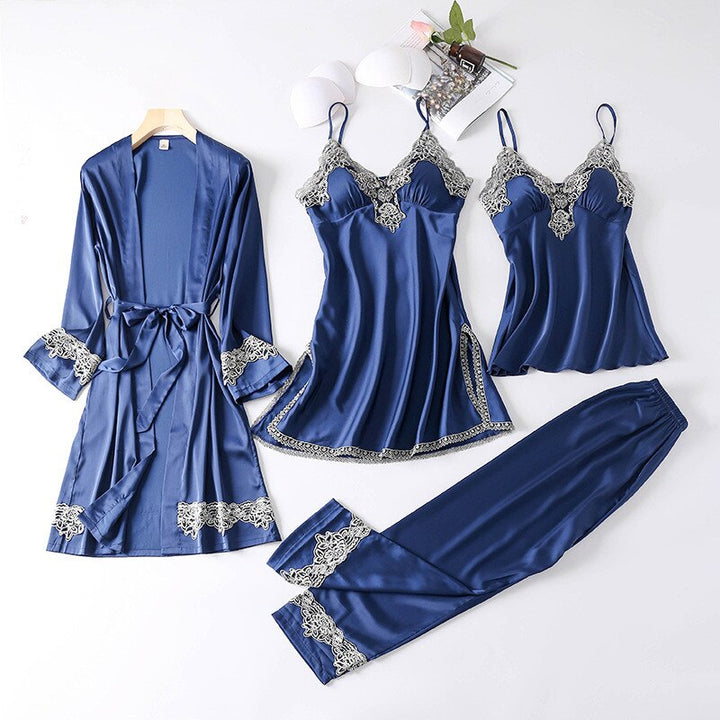 Satin Lace-Trim Pyjama Set
