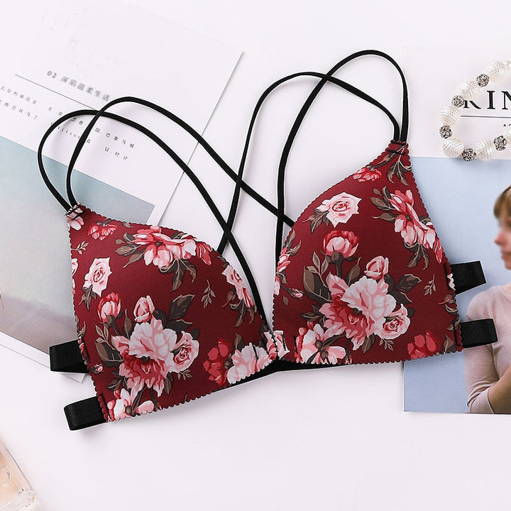 Front-Closure Push-Up Printed Bra