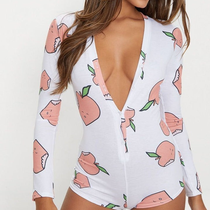 Long-Sleeve Button-Neck Pyjama Bodysuit