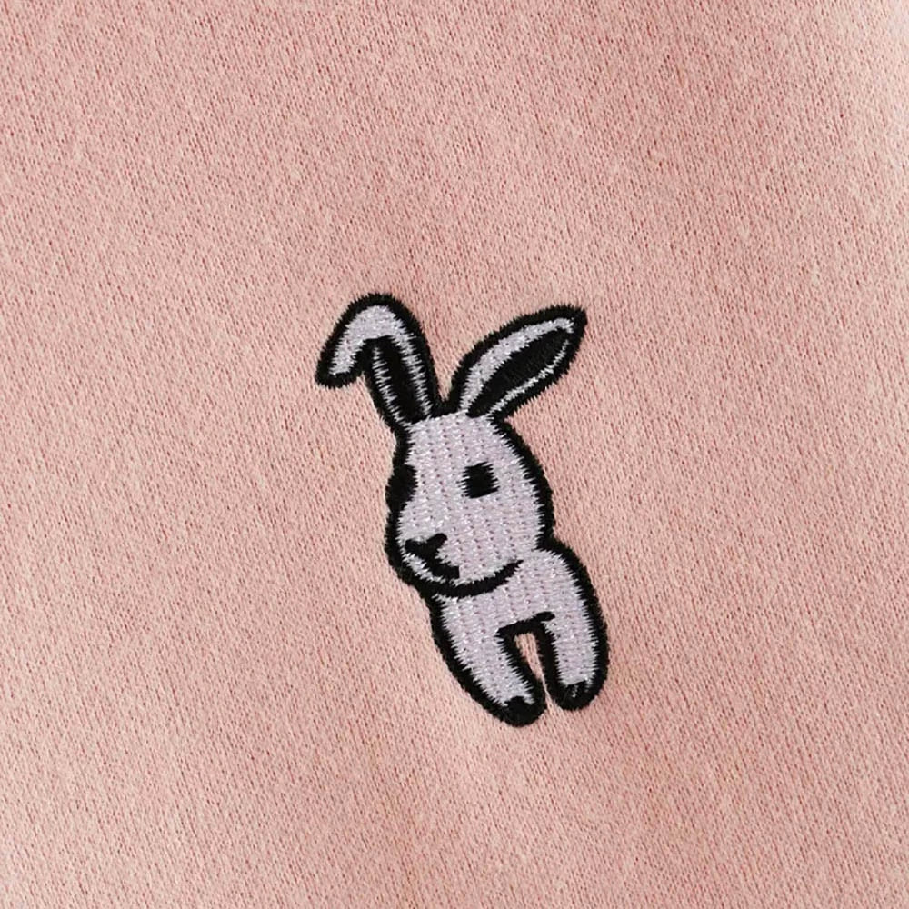 Embroidered Hood Drawstring Sweatshirt with Ears