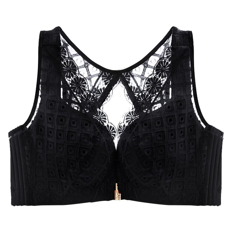 Lace-Trim Double-Closure Comfort Bra
