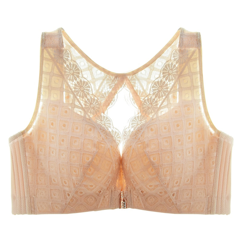 Plus Size Lace-Trim Double-Closure Bra