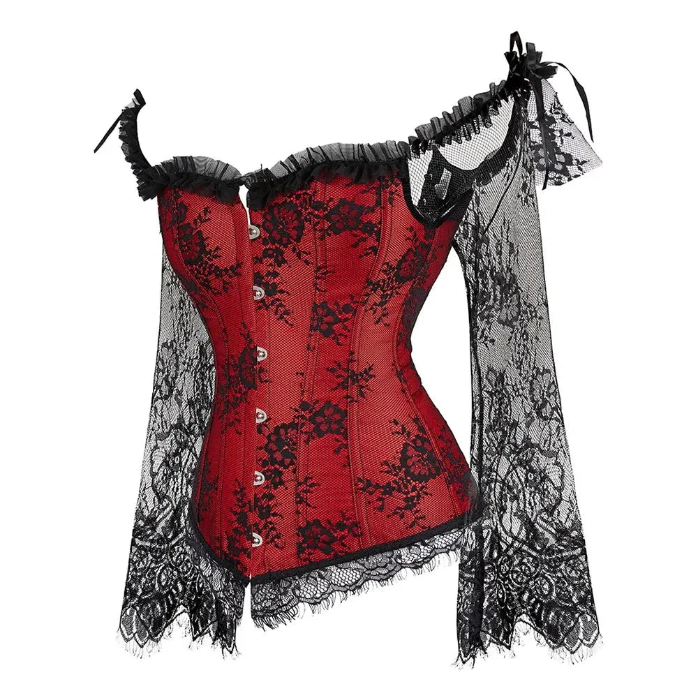 Lace Sleeve Decorative Adjustable Corset