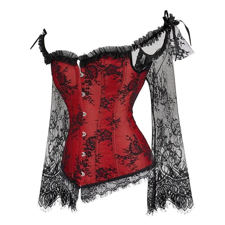 Lace Sleeve Decorative Adjustable Corset