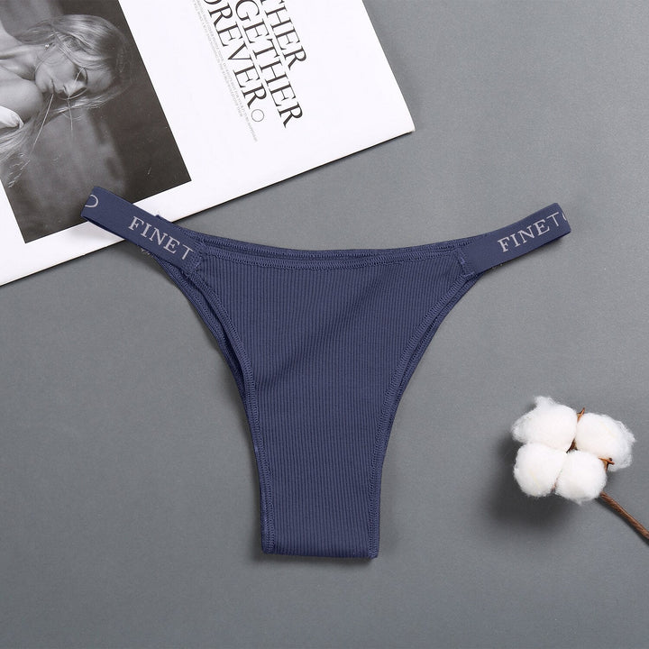 High-Waist Slim-Strap Ribbed Tanga Brief Fitted