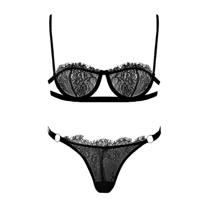 Lace Underbust Strap Bra and Panties Set