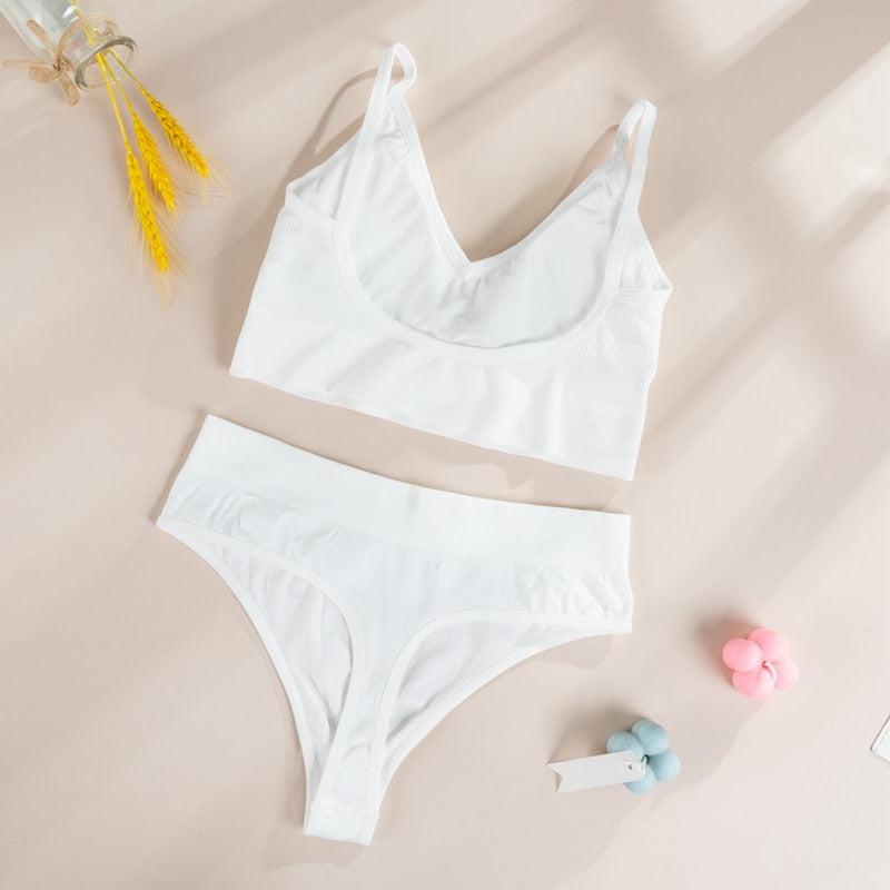 Stretch Fabric Sports Bra and Thong Set