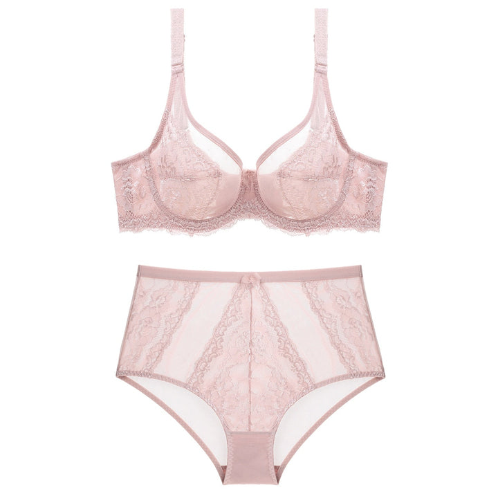 Lace Mesh-Insert Adjustable Lingerie Set