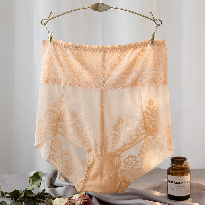 High-Waist Stretch Mesh Lace Plus-Size Panties