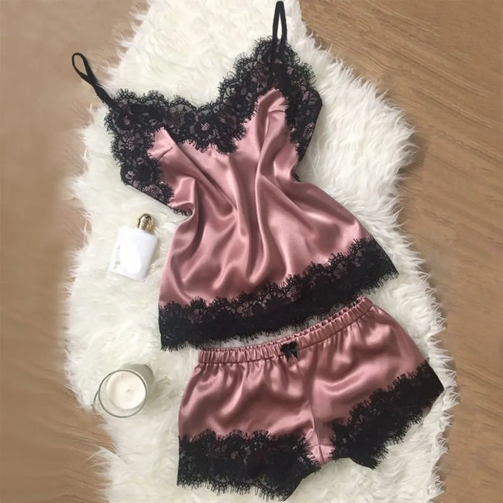 Lace-Trim Top and Shorts Nightwear Set