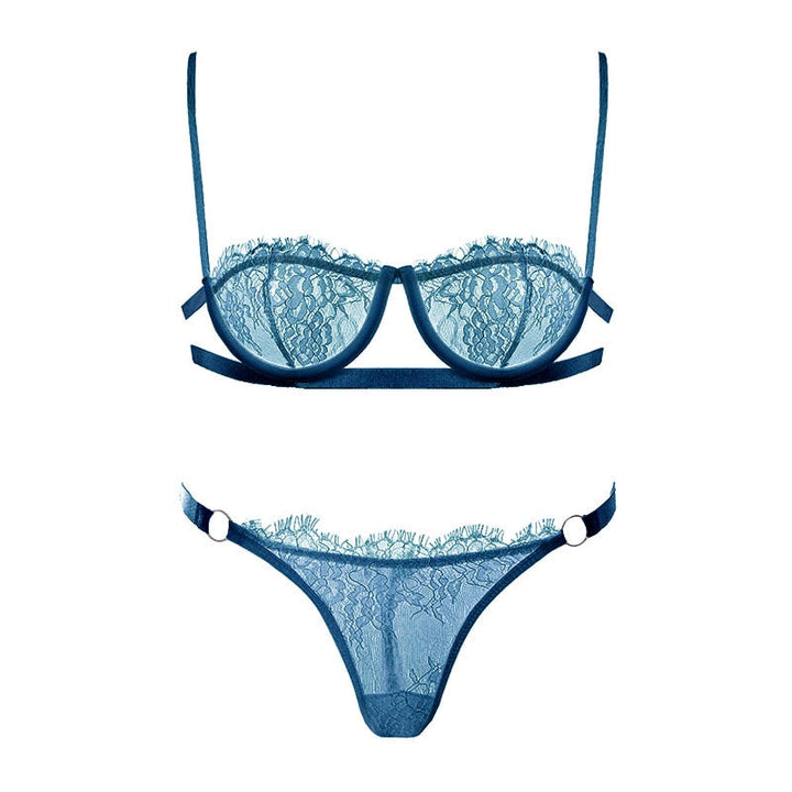 Lace Underbust Strap Bra and Panties Set