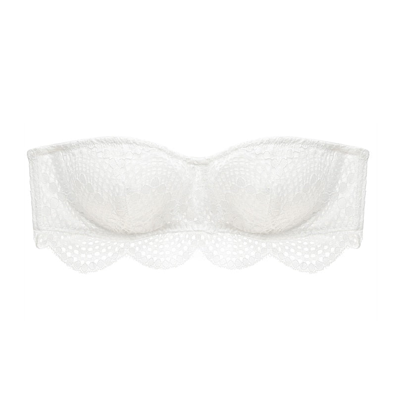 Lace-Trim Bust-Enhancing Strapless Bra