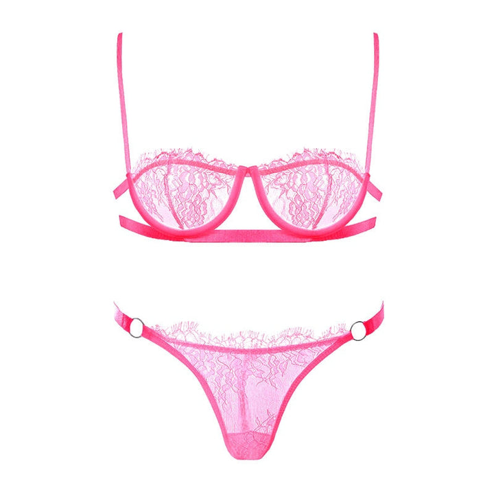 Lace Underbust Strap Bra and Panties Set