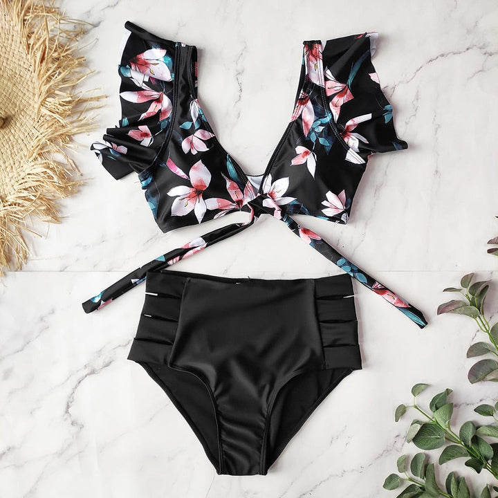Bow-Tie High-Waist Two-Piece Swimsuit