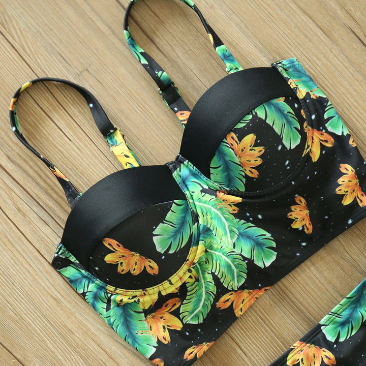 High-Waist Patterned Two-Piece Swimsuit