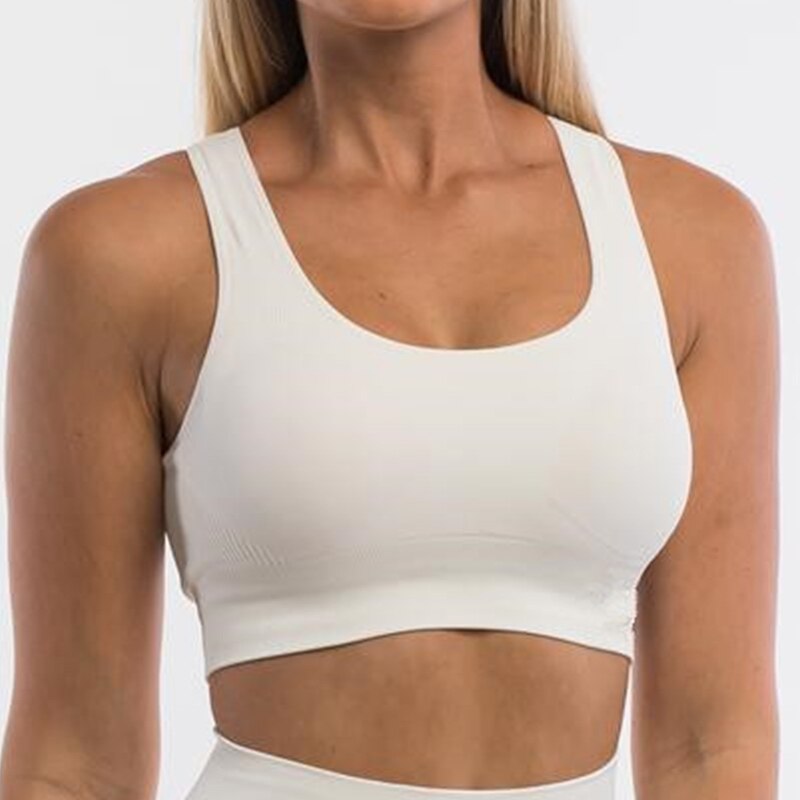 Open-Back Sports Bra Double-Layer Wide Straps
