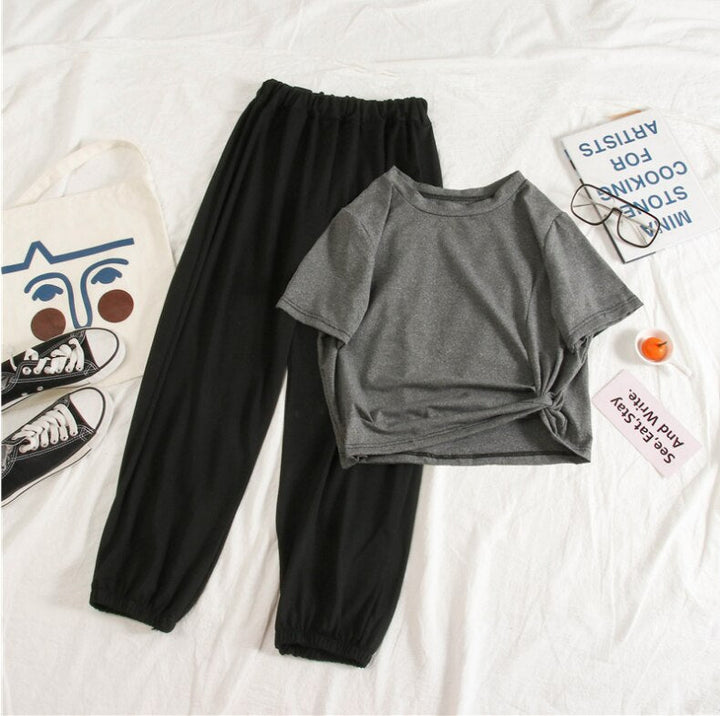 Cotton Elastic-Waist Tracksuit Set 2 Colour Sets