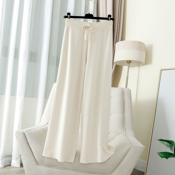 Knit Straight-Leg Tie-Waist Relaxed Pants Smooth